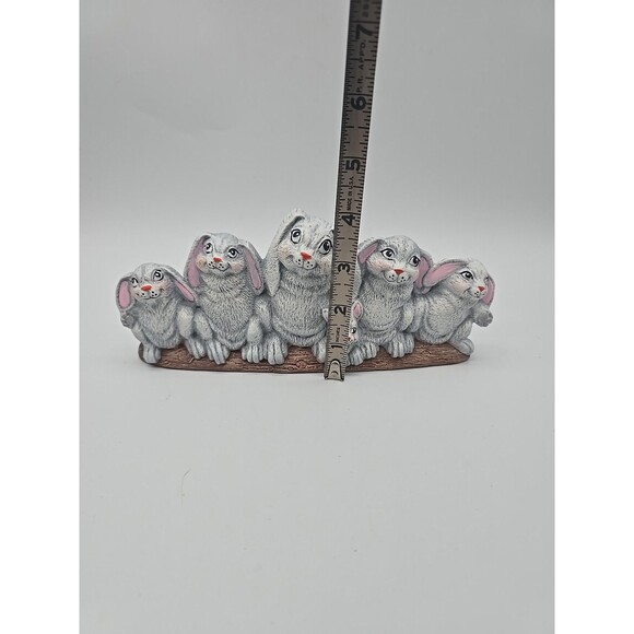 Vintage Nowells Inc Row Of Bunnies Ceramic Hand Painted Figure 1993 - Picture 9 of 12